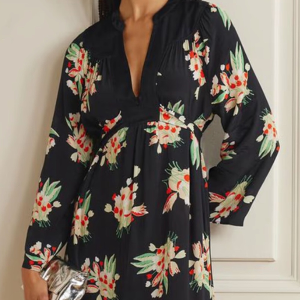 Rixo Anela Floral Print Midi Dress - Size Medium